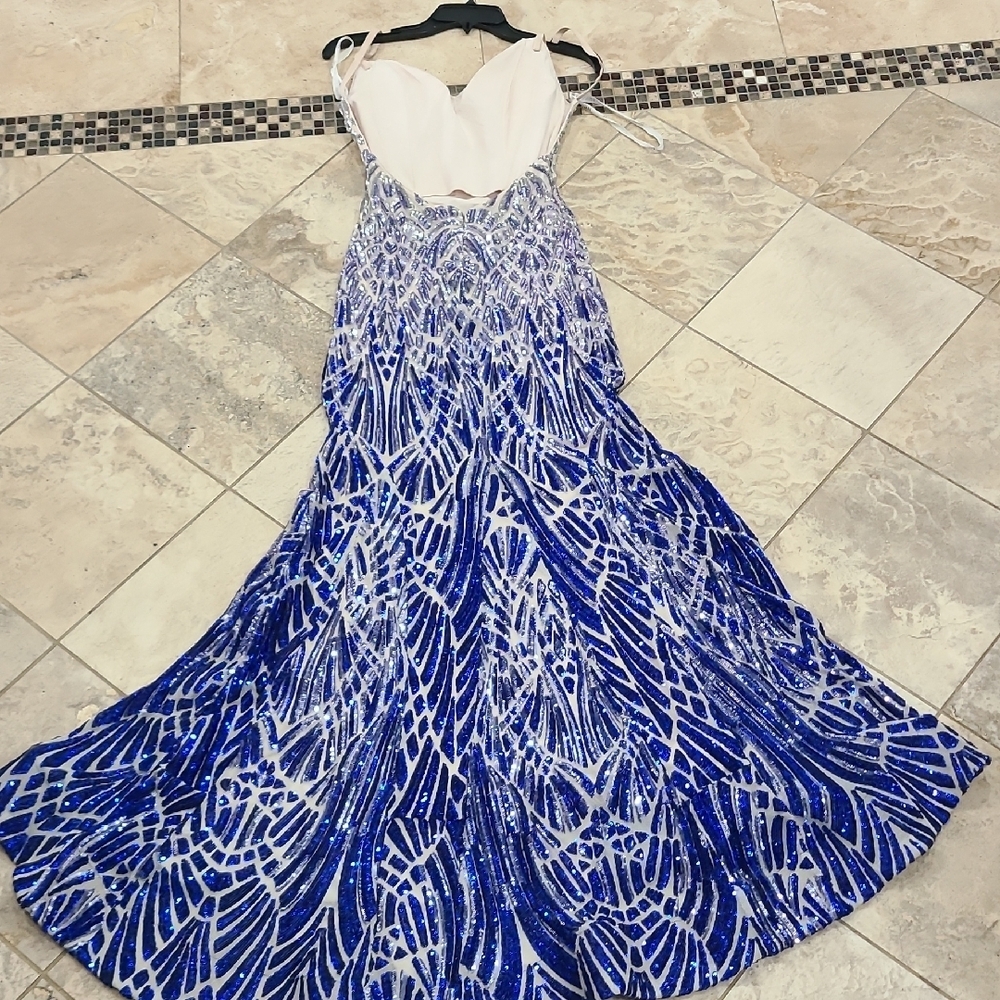 Jovani Silver and Purple Sequin Prom Dress - Picture 14 of 15